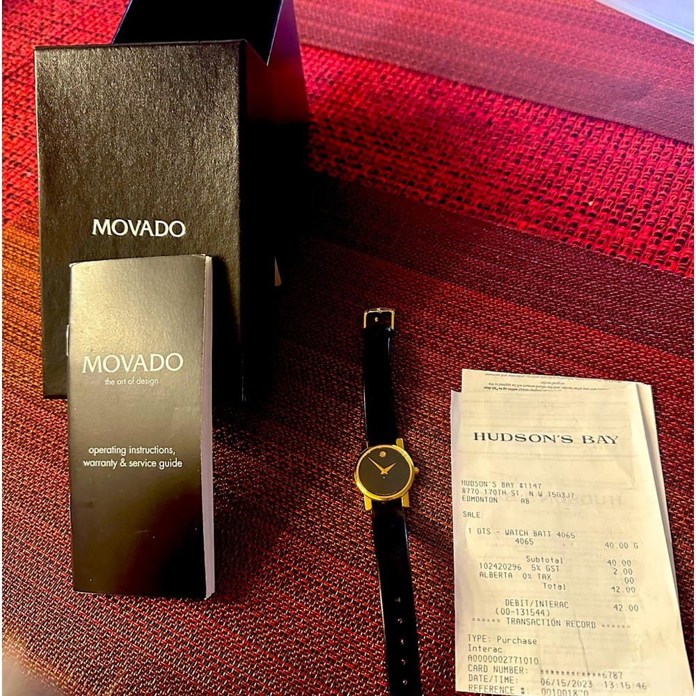 Movado Watch/brand new battery with receipt